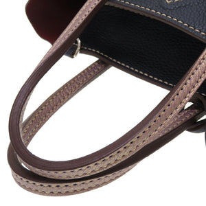 新品同様 モロー パリ ミニジップ ブレガンソン レザー パープル ネイビー ハンドバッグ 紫 紺 0105 【中古】 MOREAU PARIS