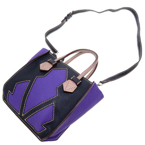 新品同様 モロー パリ ミニジップ ブレガンソン レザー パープル ネイビー ハンドバッグ 紫 紺 0105 【中古】 MOREAU PARIS