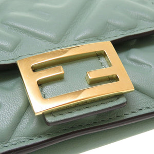 新品同様 フェンディ コンパクトウォレット 8M0395 レザー グリーン 緑 3つ折り財布 財布 0109【中古】FENDI