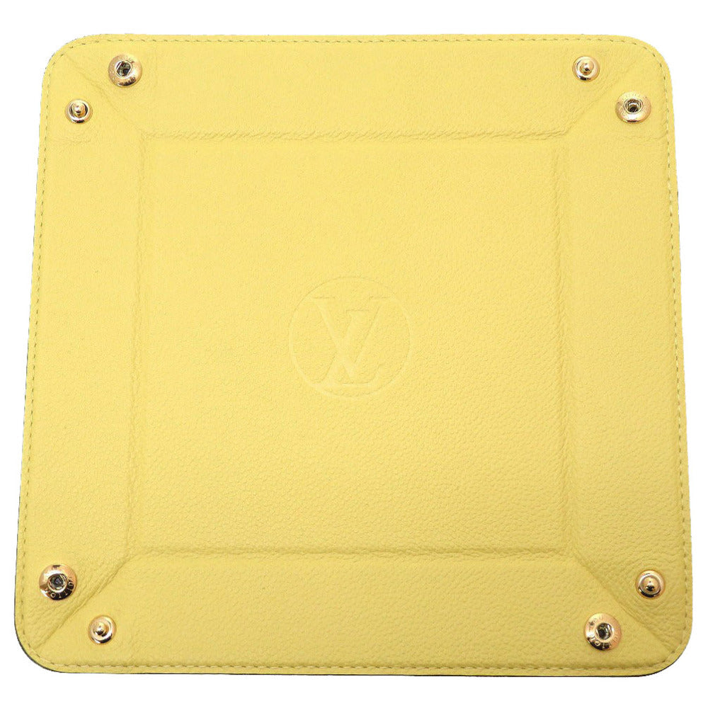 美品 ルイヴィトン LVサークル ノベルティ レザー イエロー 黄 小物入れ ジュエリートレイ 0130【中古】LOUIS VUITTON