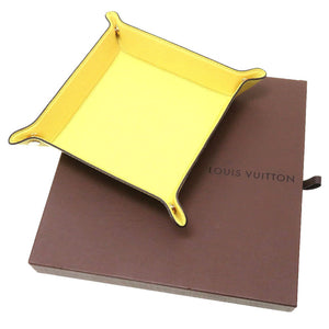 美品 ルイヴィトン LVサークル ノベルティ レザー イエロー 黄 小物入れ ジュエリートレイ 0130【中古】LOUIS VUITTON