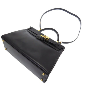 美品 エルメス ケリー32 内縫い ボックスカーフ ネイビー ゴールド金具 □E刻印 ハンドバッグ バッグ 紺 0029 【中古】 HERMES