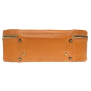エルメス ヴィンテージ トワルアッシュ レザー ブラウン ゴールド金具 〇K刻印 トランク バッグ 茶 0030 【中古】 HERMES