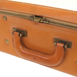 エルメス ヴィンテージ トワルアッシュ レザー ブラウン ゴールド金具 〇K刻印 トランク バッグ 茶 0030 【中古】 HERMES