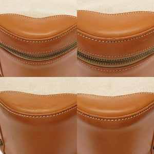 エルメス ヴィンテージ トワルアッシュ レザー ブラウン ゴールド金具 〇K刻印 トランク バッグ 茶 0030 【中古】 HERMES