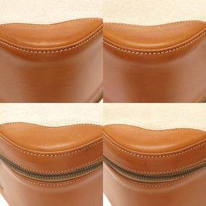 エルメス ヴィンテージ トワルアッシュ レザー ブラウン ゴールド金具 〇K刻印 トランク バッグ 茶 0030 【中古】 HERMES