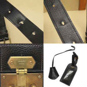 エルメス アンティーク トランク ケース レザー ブラック ヴィンテージ バッグ 黒 0031 【中古】 HERMES メンズ