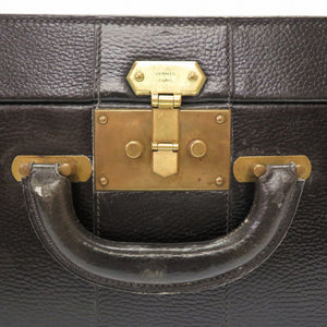 エルメス アンティーク トランク ケース レザー ブラック ヴィンテージ バッグ 黒 0032 【中古】 HERMES メンズ