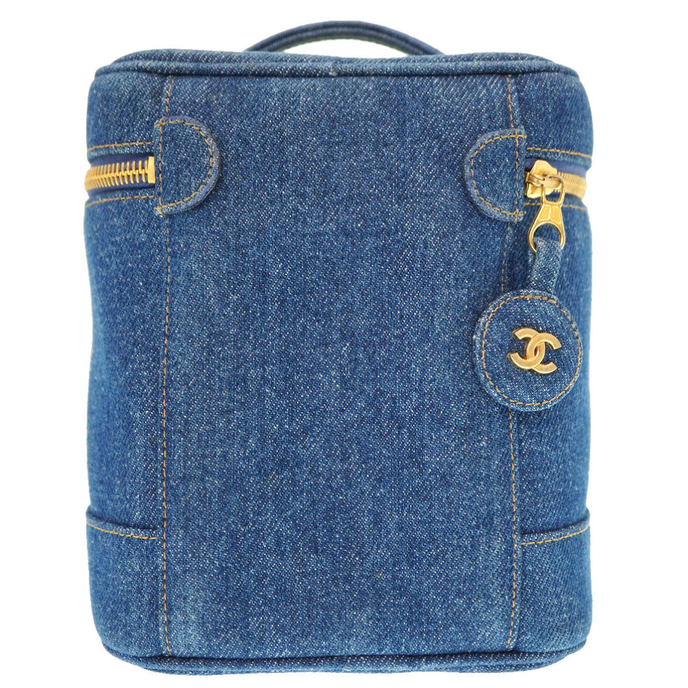 美品 シャネル デニム ブルー 4番台 ココマーク バニティバッグ ハンドバッグ バッグ 青 0060 【中古】 CHANEL