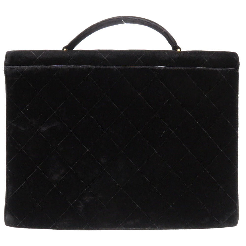 美品 シャネル ベロア ブラック ヴィンテージ マトラッセ 3番台 デカココ ココマーク ターンロック ビジネスバッグ ブリーフケース ハンドバッグ バッグ 黒 0072 【中古】 CHANEL