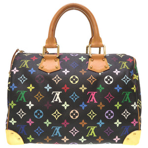 ルイ ヴィトン モノグラム マルチカラー スピーディ30 ノワール M92642 ハンドバッグ バッグ 黒 LV 0073 【中古】 LOUIS VUITTON