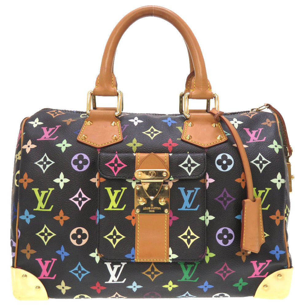 ルイ ヴィトン モノグラム マルチカラー スピーディ30 ノワール M92642 ハンドバッグ バッグ 黒 LV 0075 【中古】 LOUIS VUITTON