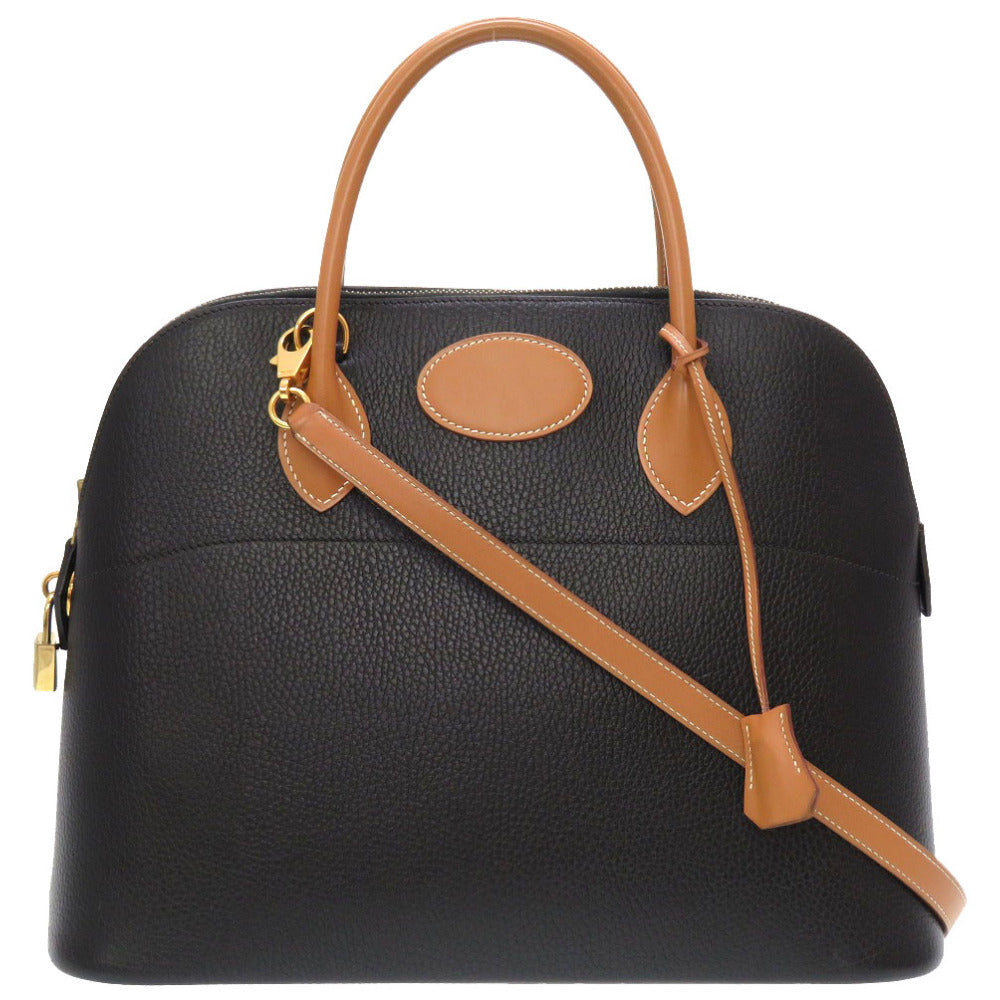 エルメス ボリード35 アルデンヌ アルデンヌ ヴォーシャモニー ブラック ナチュラル バイカラー ゴールド金具 〇Z刻印 ハンドバッグ バッグ 黒 茶 0077 【中古】 HERMES