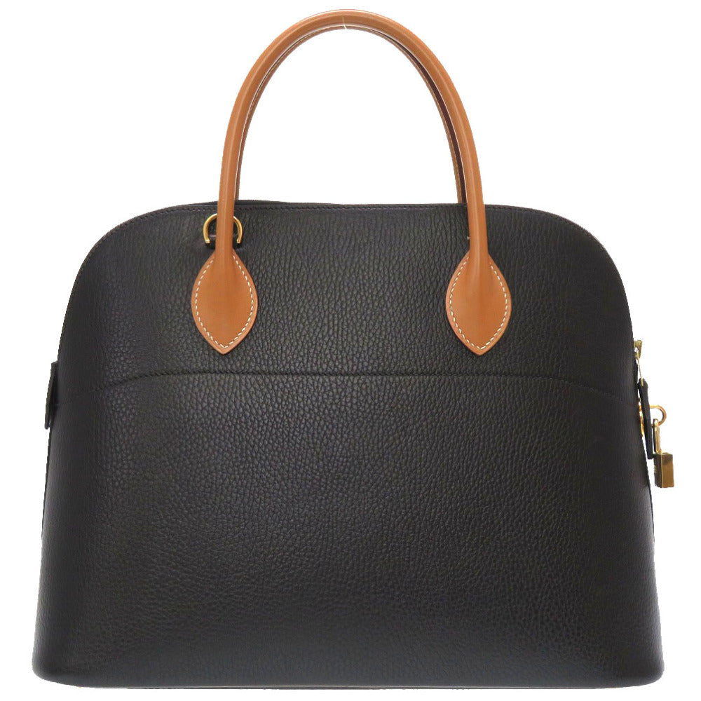 エルメス ボリード35 アルデンヌ アルデンヌ ヴォーシャモニー ブラック ナチュラル バイカラー ゴールド金具 〇Z刻印 ハンドバッグ バッグ 黒 茶 0077 【中古】 HERMES