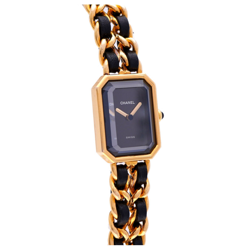 美品 シャネル プルミエール H0001 サイズL クオーツ 腕時計 ブラック/ゴールド 黒文字盤 0096【中古】CHANEL レディース