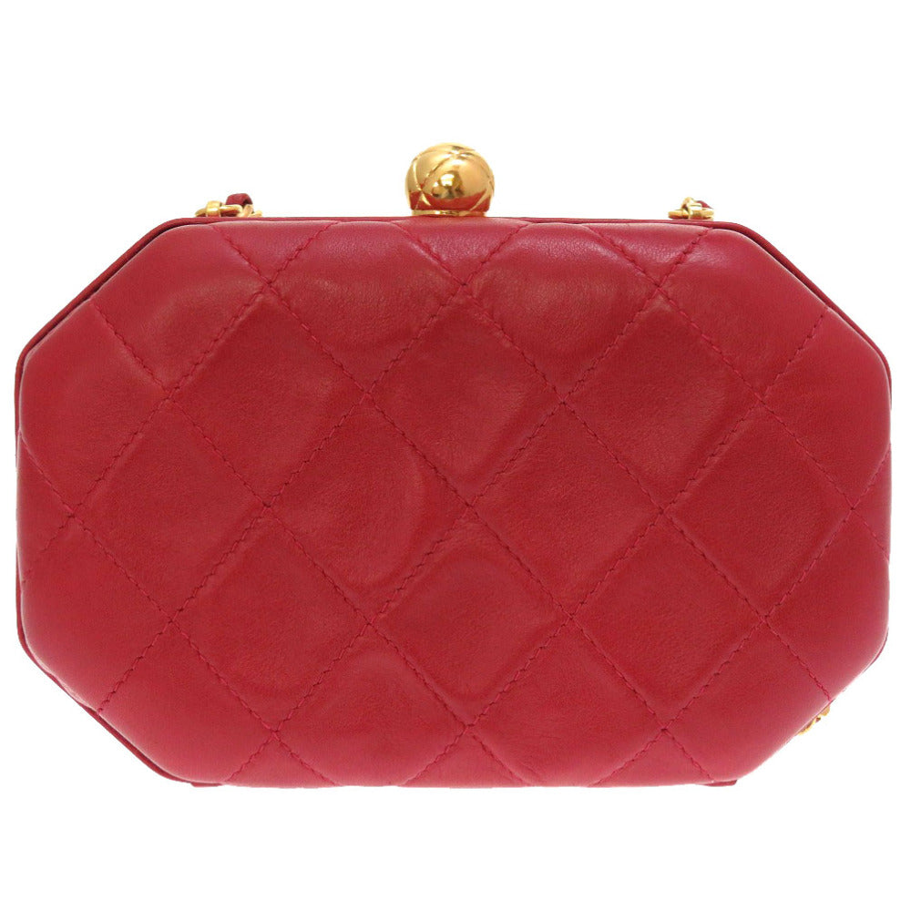 新品同様 シャネル マトラッセ 3番台 レザー レッド ゴールドチェーン ショルダーバッグ ココマーク がま口 バッグ 赤 0104 【中古】 CHANEL