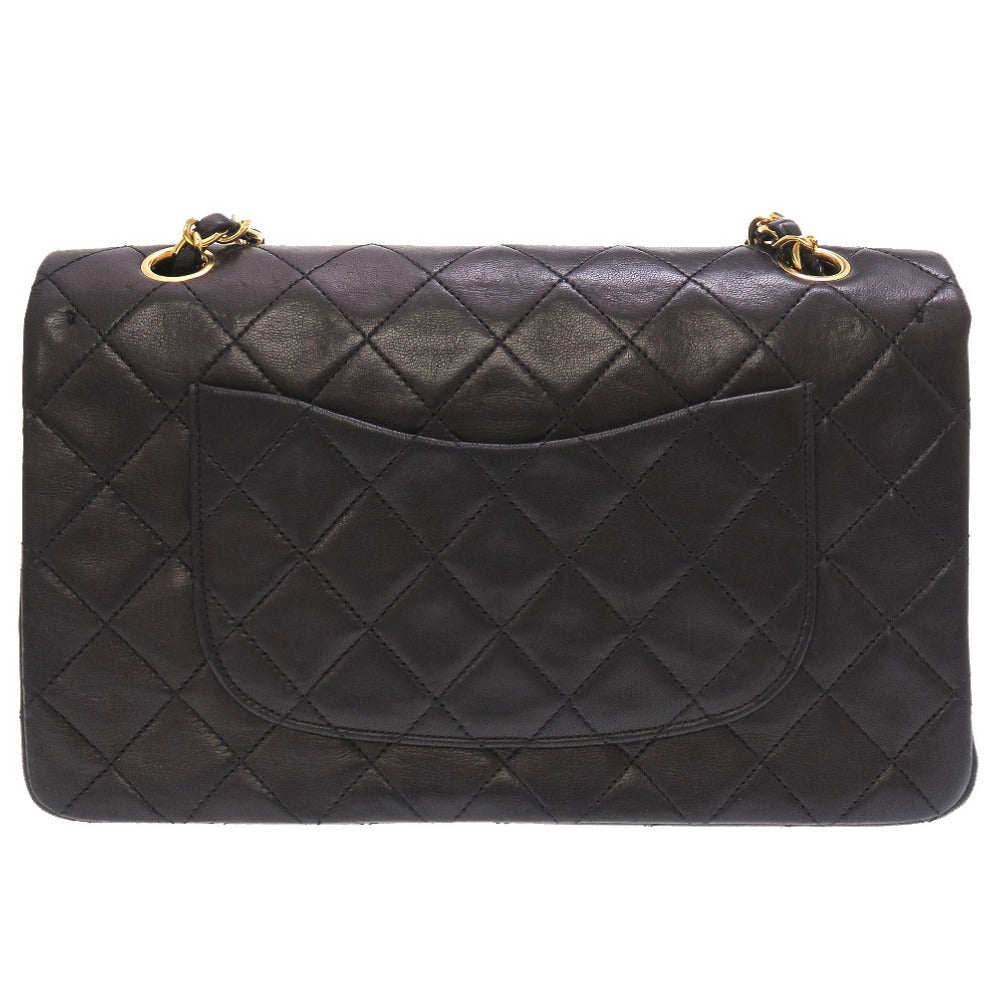 美品 シャネル マトラッセ25 ラムスキン ブラック 0番台 Wフラップ ゴールドチェーンショルダーバッグ 二重蓋 バッグ 黒 0105 【中古】 CHANEL
