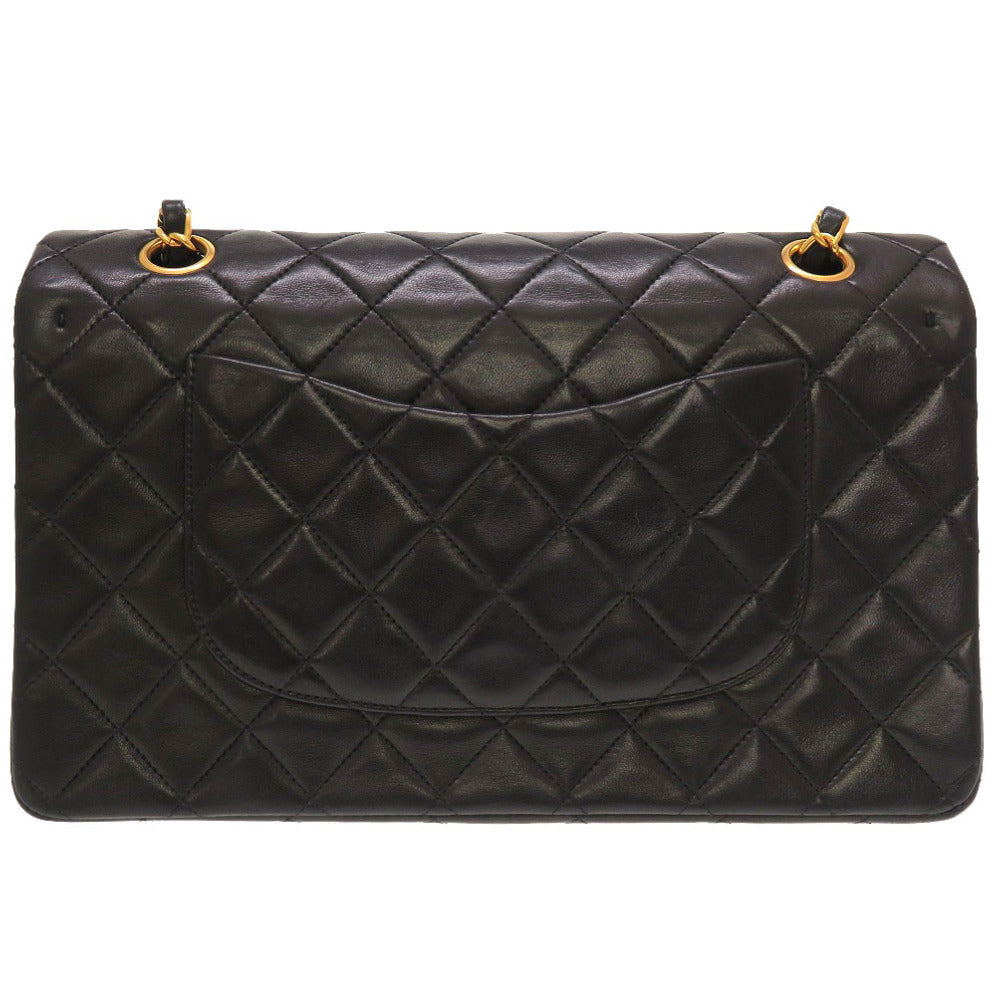 美品 シャネル マトラッセ25 ラムスキン ブラック 3番台 Wフラップ ゴールドチェーン ショルダーバッグ 3番台 黒 二重蓋 0107 【中古】 CHANEL