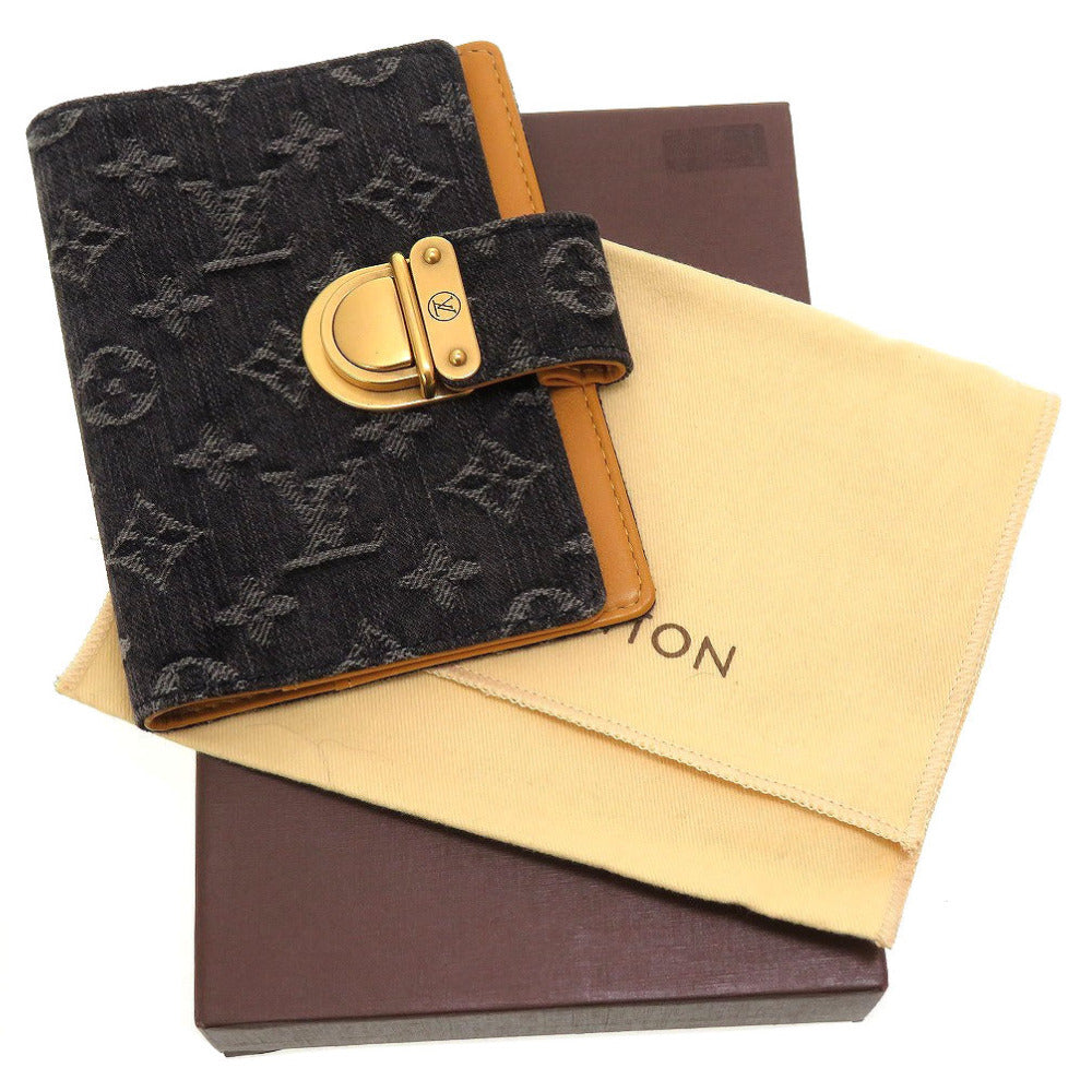 美品 ルイ ヴィトン モノグラムデニム アジェンダPM ノワール R21038 ブラック 黒 手帳カバー 手帳 0110【中古】LOUIS VUITTON