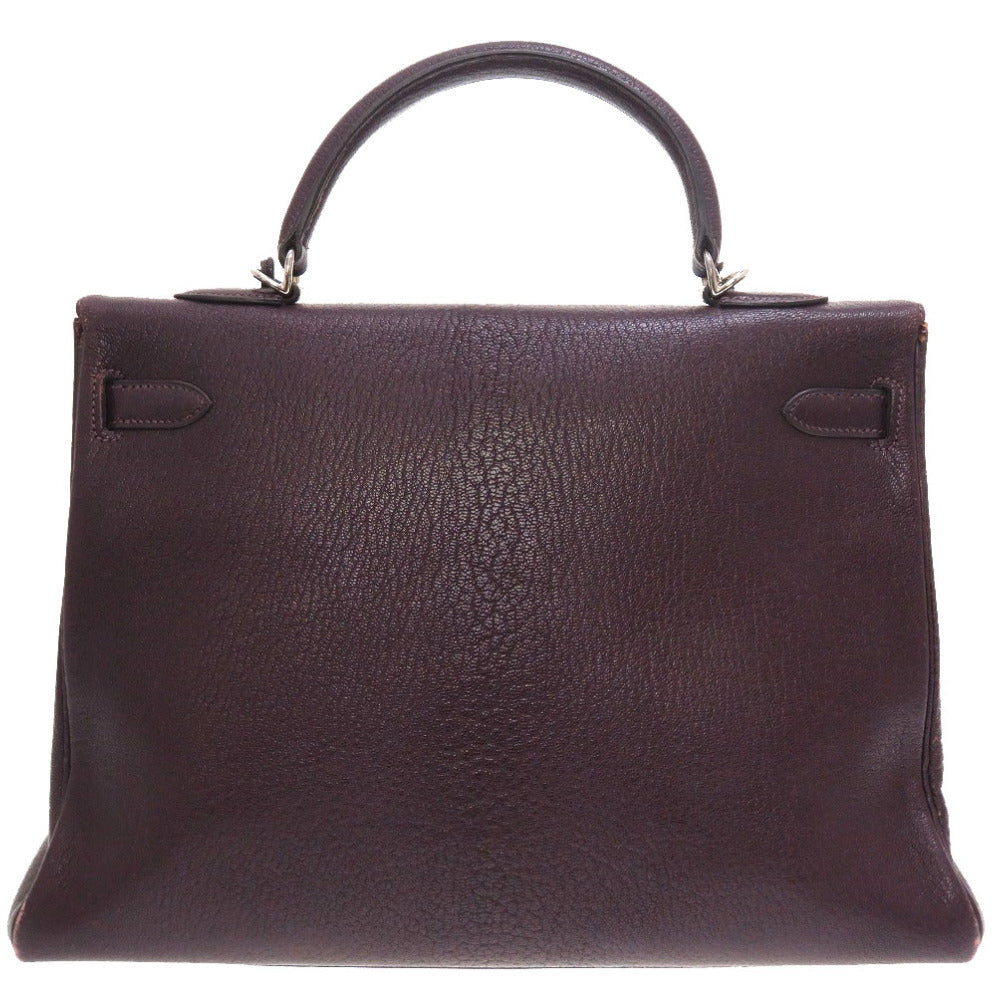 エルメス ケリー35 内縫い シェーブル レザン シルバー金具 □F刻印 ハンドバッグ バッグ 紫 0115 【中古】 HERMES