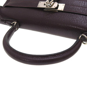 エルメス ケリー35 内縫い シェーブル レザン シルバー金具 □F刻印 ハンドバッグ バッグ 紫 0115 【中古】 HERMES