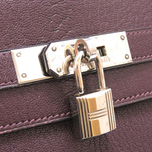 エルメス ケリー35 内縫い シェーブル レザン シルバー金具 □F刻印 ハンドバッグ バッグ 紫 0115 【中古】 HERMES