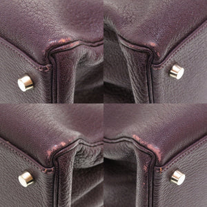 エルメス ケリー35 内縫い シェーブル レザン シルバー金具 □F刻印 ハンドバッグ バッグ 紫 0115 【中古】 HERMES