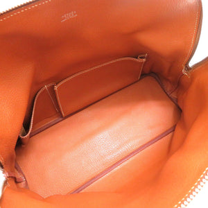 美品 エルメス ウェブ フィヨルド ゴールド シルバー金具 □E刻印 ハンドバッグ バッグ 茶 0020 【中古】 HERMES