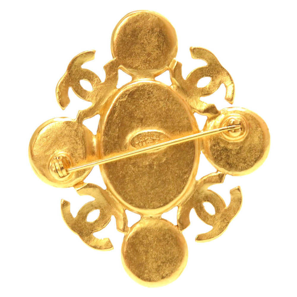 美品 シャネル ヴィンテージ ココマーク 96A ストーン ボルドー ゴールドブローチ アクセサリー 0125 【中古】 CHANEL