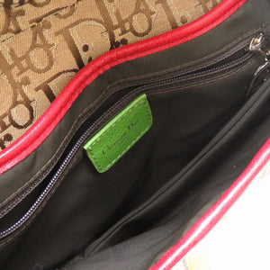 未使用 ディオール トロッター サドルバッグ ラスタ キャンバス レザー ベージュ レッド イエロー グリーン シルバー金具 ハンドバッグ バッグ 0131 【中古】 Christian Dior