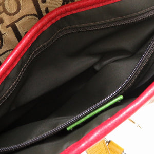 未使用 ディオール トロッター サドルバッグ ラスタ キャンバス レザー ベージュ レッド イエロー グリーン シルバー金具 ハンドバッグ バッグ 0131 【中古】 Christian Dior