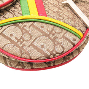 未使用 ディオール トロッター サドルバッグ ラスタ キャンバス レザー ベージュ レッド イエロー グリーン シルバー金具 ハンドバッグ バッグ 0131 【中古】 Christian Dior