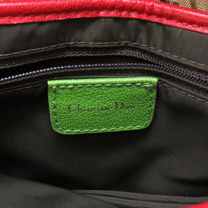 未使用 ディオール トロッター サドルバッグ ラスタ キャンバス レザー ベージュ レッド イエロー グリーン シルバー金具 ハンドバッグ バッグ 0131 【中古】 Christian Dior