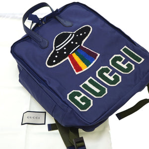 美品 グッチ × ロンハーマン コラボ 千駄ヶ谷店限定  リュック バッグ 2017年秋冬コレクション 477875 ブルー 青 0138【中古】GUCCI