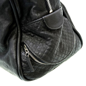 美品 シャネル レザー ボーリング ボストンバッグ ブラック 黒 0139【中古】CHANEL