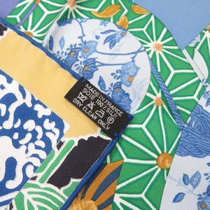 新品同様 エルメス カレ90 EX LIBRIS EN KIMONOS キモノ エクスリブリス 松坂屋400周年限定 シルク ブルー スカーフ 青 0157 【中古】 HERMES