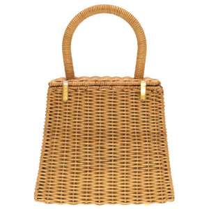 美品 サルヴァトーレ フェラガモ ガンチーニ ストロー ブラウン ゴールド金具 DO-216176 ハンドバッグ バッグ 茶 0180 【中古】 Salvatore Ferragamo