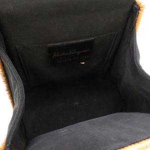 美品 サルヴァトーレ フェラガモ ガンチーニ ストロー ブラウン ゴールド金具 DO-216176 ハンドバッグ バッグ 茶 0180 【中古】 Salvatore Ferragamo