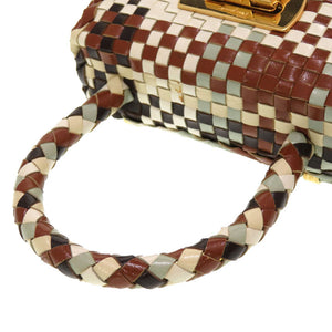 美品 サルヴァトーレ フェラガモ ガンチーニ イントレチャート レザー DO-217269 ハンドバッグ ブラウン アイボリー 0181 【中古】 Salvatore Ferragamo