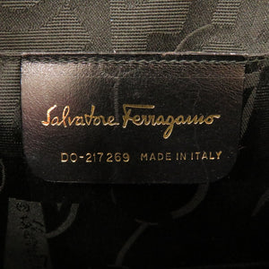 美品 サルヴァトーレ フェラガモ ガンチーニ イントレチャート レザー DO-217269 ハンドバッグ ブラウン アイボリー 0181 【中古】 Salvatore Ferragamo