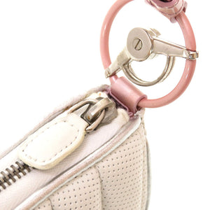 美品 クリスチャン ディオール サドルバッグ レザー ピンク MONTAIGNE CHRIS 1947 アクセサリーポーチ ハンドバッグ 0182 【中古】 Christian Dior