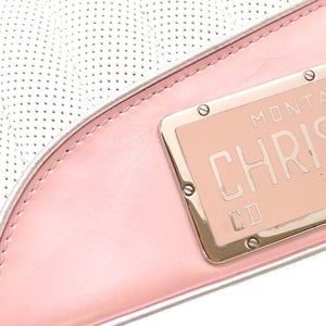 美品 クリスチャン ディオール サドルバッグ レザー ピンク MONTAIGNE CHRIS 1947 アクセサリーポーチ ハンドバッグ 0182 【中古】 Christian Dior