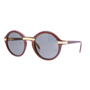 美品 カルティエ トリニティ サングラス C2 ウッド調 丸眼鏡 メガネフレーム アイウエア 茶 ブラウン 0188【中古】Cartier