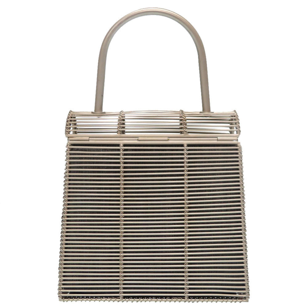 美品 サフェラガモ ガンチーニ ハンドバッグ メタル ワイヤー DO-21 8840 シルバー 0189【中古】Salvatore Ferragamo