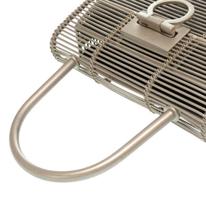 美品 サフェラガモ ガンチーニ ハンドバッグ メタル ワイヤー DO-21 8840 シルバー 0189【中古】Salvatore Ferragamo