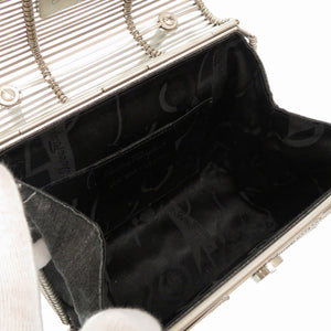 美品 サフェラガモ ガンチーニ ハンドバッグ メタル ワイヤー DO-21 8840 シルバー 0189【中古】Salvatore Ferragamo