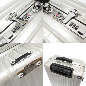 美品 リモワ フェンディ コラボ 33L FFロゴ クオイオ ローマ スーツケース 972 90 02 90 キャリーバッグ アルミ シルバー 0044【中古】FENDI メンズ