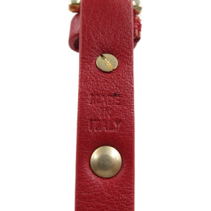 美品 ヴァレンティノ ロックスタッズ カーフ レッド ブレスレット 0175【中古】VALENTINO