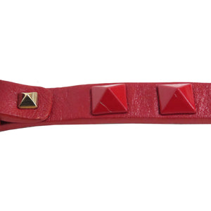美品 ヴァレンティノ ロックスタッズ カーフ レッド ブレスレット 0175【中古】VALENTINO