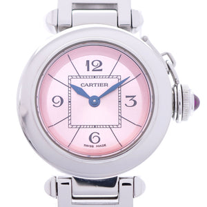 美品 カルティエ ミスパシャ W3140008 クオーツ 腕時計 ステンレススチール ピンク 0001【中古】CARTIER レディース